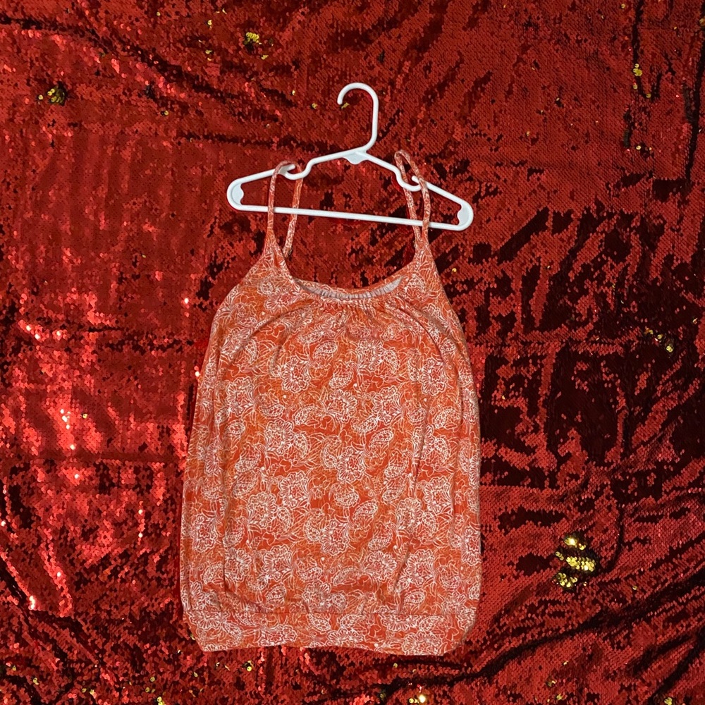 Orange Floral Tank Top